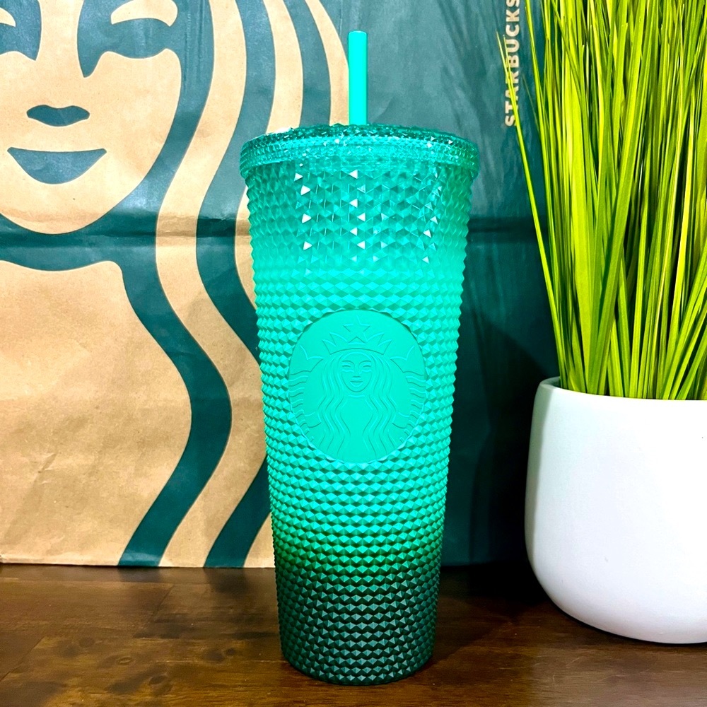 🌿 Starbucks ‘WAXBERRY’ Mint Green Gradient Ombré Studded Tumbler Venti 24oz